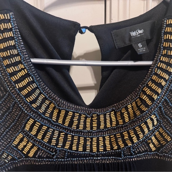 Mossimo Black Beaded Neckline Sleeveless Maxi Dress Lined Round Neck Sz S - Picture 3 of 8